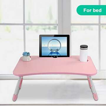 Pink Portable Laptop Desk for Bed and Sofa - Ready to Use