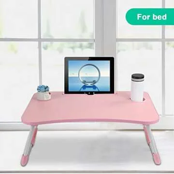 Pink Portable Laptop Desk for Bed and Sofa - Ready to Use