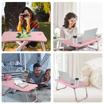 Pink Portable Laptop Desk for Bed and Sofa - Ready to Use