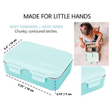Stainless Steel Mini Lunch Box for Toddler Daycare, Baby Bento for Girls Kids, Eco Metal Portion Sections Leakproof Lid, Pre-School Lunches and Snack Container Ages 3 and up (Soft Green)