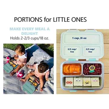 Stainless Steel Mini Lunch Box for Toddler Daycare, Baby Bento for Girls Kids, Eco Metal Portion Sections Leakproof Lid, Pre-School Lunches and Snack Container Ages 3 and up (Soft Green)