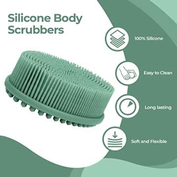 Silicone Body Scrubbers for use in Shower - Silicone Bath scrubbers for Women - Silicone Shower Scru...