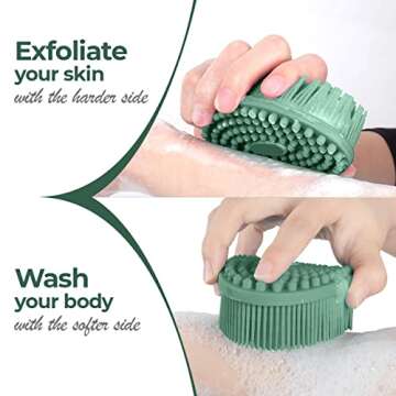 Silicone Body Scrubbers for use in Shower - Silicone Bath scrubbers for Women - Silicone Shower Scrubber for Body - Silicone Scrubber Body Exfoliator Scrubber for Skin - Mens Shower Scrubber (Green)