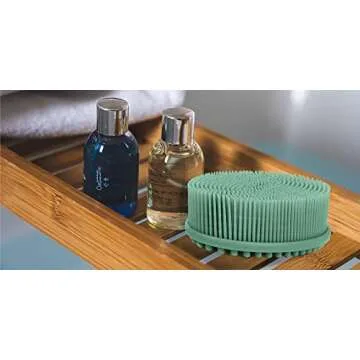 Silicone Body Scrubbers for use in Shower - Silicone Bath scrubbers for Women - Silicone Shower Scrubber for Body - Silicone Scrubber Body Exfoliator Scrubber for Skin - Mens Shower Scrubber (Green)