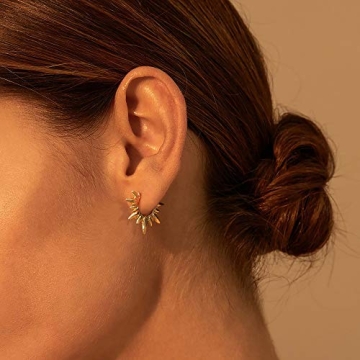 GUEMER Gold Spike Huggie Hoop Earrings Trendy Style