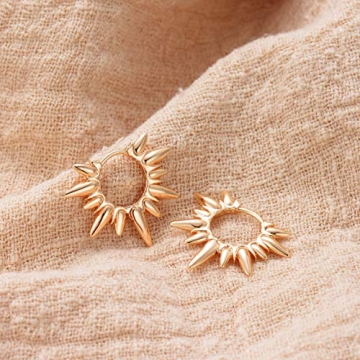 GUEMER Gold Spike Huggie Hoop Earrings Trendy Style