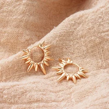GUEMER Gold Spike Huggie Hoop Earrings Trendy Style