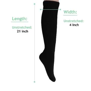 AWS/American Made Slouchy Scrunch Cotton Slouch Socks for Women Shoe Size 5 to 10 (Black, 1 Pair)