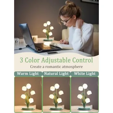 Vintage Green Flower Lamp with 3 Color Modes for Home