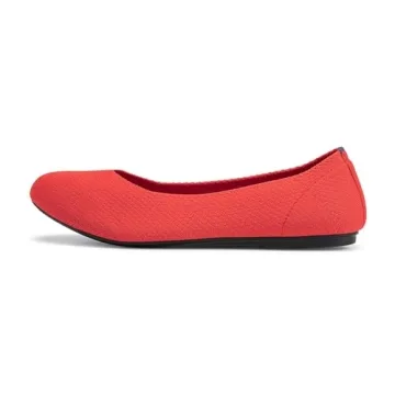 Frank Mully Women’s Knit Ballet Flat Round Toe Slip On Flats Shoes Classic Low Wedge Ballerina Walking Flats Shoes Red, 9