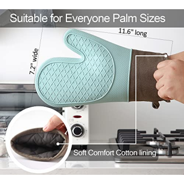 Domonic Home Oven Mitts and Pot Holders Set - 600F Heat Resistant