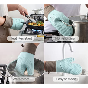 Domonic Home Oven Mitts and Pot Holders Set - 600F Heat Resistant