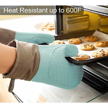 Domonic Home Oven Mitts and Pot Holders Set - 600F Heat Resistant