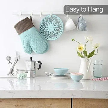 Domonic Home Oven Mitts and Pot Holders Set - 600F Heat Resistant