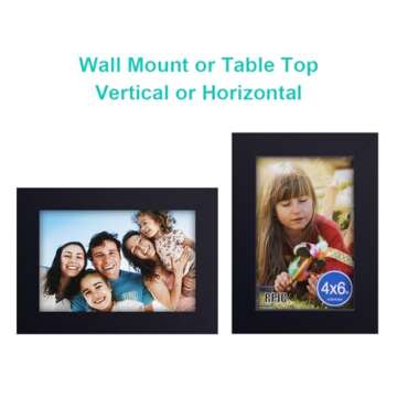 RPJC 4x6 inch Picture Frames Made of Solid Wood High Definition Glass for Table Top Display and Wall Mounting Photo Frames Black
