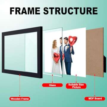 RPJC 4x6 inch Picture Frames Made of Solid Wood High Definition Glass for Table Top Display and Wall Mounting Photo Frames Black