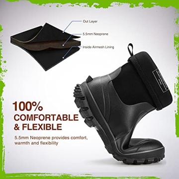 TIDEWE Waterproof Rubber Boots for Men - Comfortable & Durable