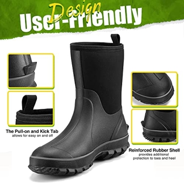 TIDEWE Waterproof Rubber Boots for Men - Comfortable & Durable