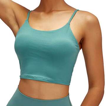 Lemedy Women Padded Sports Bra Fitness Workout Running Shirts Yoga Tank Top (M, Teal Green)