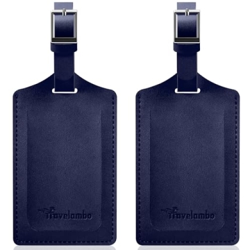 Travelambo Luggage Tags for Suitcases Faux Leather Privacy Protection 2 Pack Bag Tags Travel Accesso...