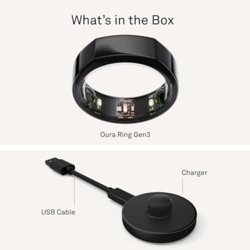Oura Ring Gen3 Heritage Black Smart Ring for Wellness Tracking