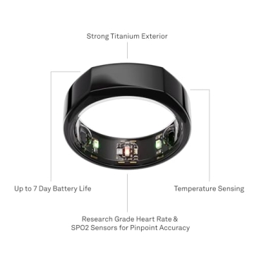 Oura Ring Gen3 Heritage Black Smart Ring for Wellness Tracking