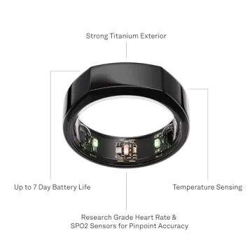 Oura Ring Gen3 Heritage Black Smart Ring for Wellness Tracking