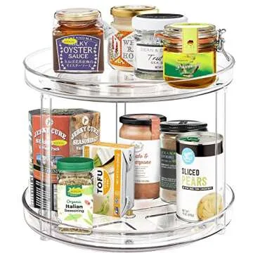 360 Rotating Lazy Susan Bathroom Organizer Countertop, 2 Tier 10.6inch Makeup Organizers for Vanity, Skincare Organizers Perfume Organizer for Bathroom, Make up Organizers and Storage -Clear