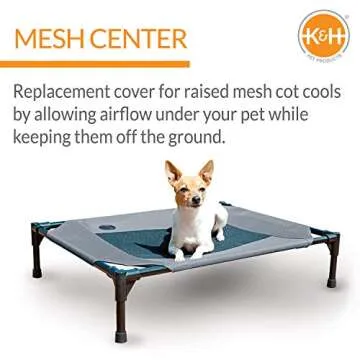 K&H Pet Products Dog Cot Replacement Cover, Designed to fit K&H Medium Pet Cots (Sold Separately), Indoor Outdoor, Breathable Cooling Mesh Center, Machine Washable - Medium 32 X 25in Gray