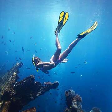 ZEEPORTE Mask Fin Snorkel Set with Adult Snorkeling Gear, Panoramic View Diving Mask, Trek Fin, Dry ...