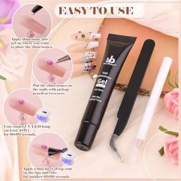 BELLEBOOST Nail Art Rhinestone Glue Gel and Flatback Gem Kit