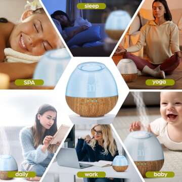 artnaturals Essential Oil Diffuser & Baby White Noise Sound Machine w/Night Light - 6 Natural Relaxing & Soothing Sounds - Sleep Therapy for Babies, Kids & Adults - Aromatherapy Humidifier for Bedroom