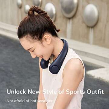 JISULIFE Neck Fan Portable, Personal Wearable Fan with Battery Rechargeable, Bladeless Travel Coolin...