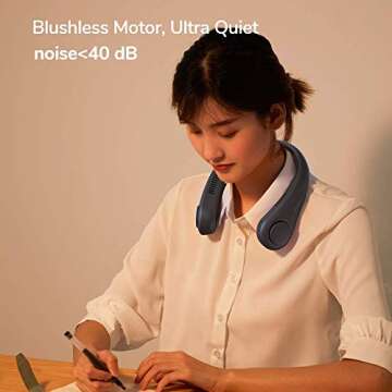 JISULIFE Neck Fan Portable, Personal Wearable Fan with Battery Rechargeable, Bladeless Travel Cooling Design with Powerful Wind, 3 Speeds, Quiet, Gifts for Men/Women/Friends - Blue