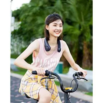 JISULIFE Neck Fan Portable, Personal Wearable Fan with Battery Rechargeable, Bladeless Travel Cooling Design with Powerful Wind, 3 Speeds, Quiet, Gifts for Men/Women/Friends - Blue