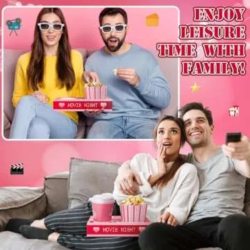 Dunzoom 20 Pcs Valentine's Day Movie Night Supplies Galentines Movie Night Paper Snack Trays Popcorn Candy Holder Snack Boxes Cardboard Snack Holder Food Trays