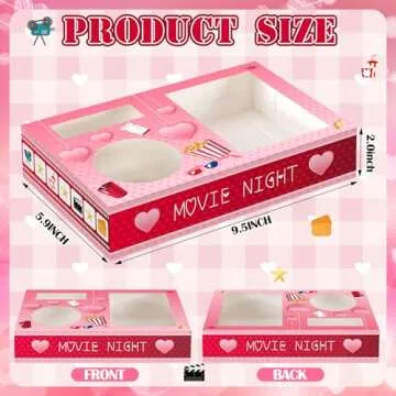 Dunzoom 20 Pcs Valentine's Day Movie Night Supplies Galentines Movie Night Paper Snack Trays Popcorn Candy Holder Snack Boxes Cardboard Snack Holder Food Trays