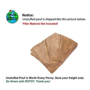 ROTOT Unstuffed Pouf Cover, Ottoman Shell, Bean Bag Chair, Foot Stool, Foot Rest, Storage Solution or Wedding (Empty & New) (Amaretto)