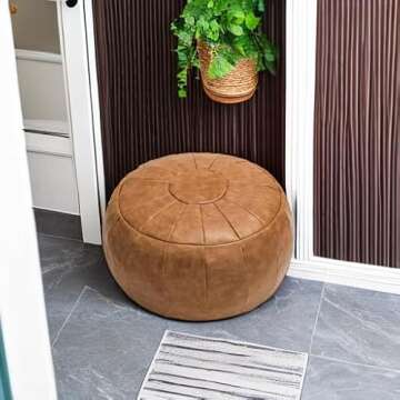 ROTOT Unstuffed Pouf Cover, Ottoman Shell, Bean Bag Chair, Foot Stool, Foot Rest, Storage Solution or Wedding (Empty & New) (Amaretto)
