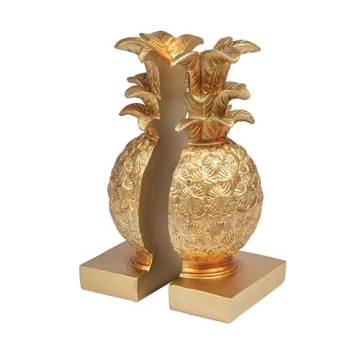 Creative Co-Op Pineapple Shaped Gold Resin Bookends for Chic Decor