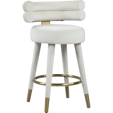 Meridian Furniture 798Cream-C Fitzroy Collection Modern | Contemporary Velvet Upholstered Counter He...