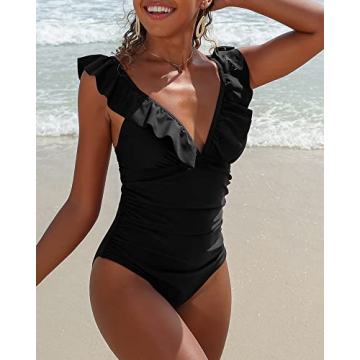 SOCIALA Ruffle One Piece Bathing Suit - Flattering Design