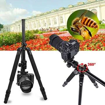 Horizontal Tripod,62''Camera Tripod & Monopod for DSLR, Professional Tripod with Horizontal Arm, 360°Rotatable Metal Ball Head,Aluminum Alloy Tripod for Camera Canon Nikon Sony Olympus Fuji Projector