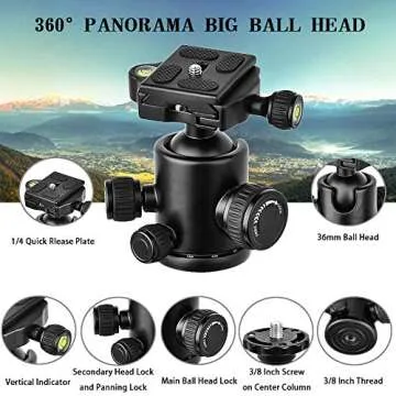 Horizontal Tripod,62''Camera Tripod & Monopod for DSLR, Professional Tripod with Horizontal Arm, 360°Rotatable Metal Ball Head,Aluminum Alloy Tripod for Camera Canon Nikon Sony Olympus Fuji Projector