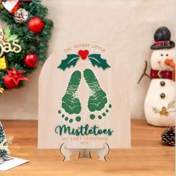 DIY Christmas Footprint or Handprint Art, Baby's First Christmas, The Cutest Little Mistletoes, Cust...