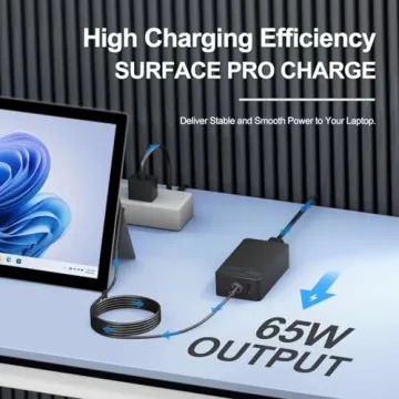 65W Surface Pro Laptop Charger - Universal Fit, 8.8ft