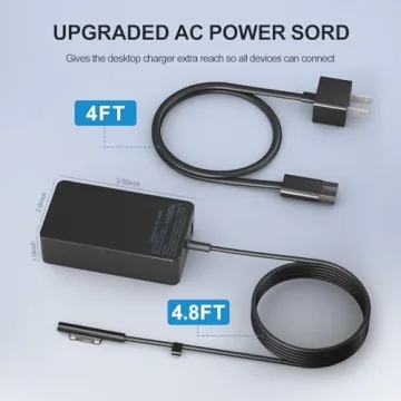 65W Surface Pro Laptop Charger - Universal Fit, 8.8ft