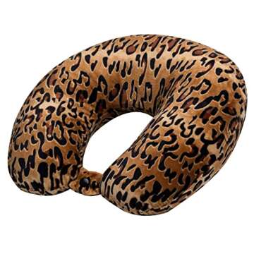 World's Best Feather Cozy Soft Microfiber Neck Pillow, Adult, Leopard