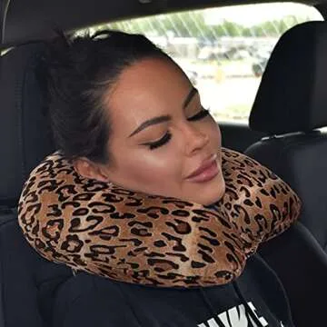 World's Best Cozy Leopard Neck Pillow for Travel Comfort