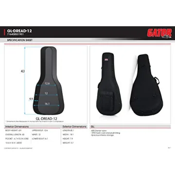 Durable Lightweight Gator Acoustic Guitar Case - GL-DREAD-12